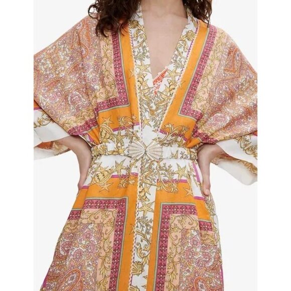 MAJE Linen Blend Kimono Top Voquillage Eu 38/ US Medium New With Tag - Picture 3 of 6